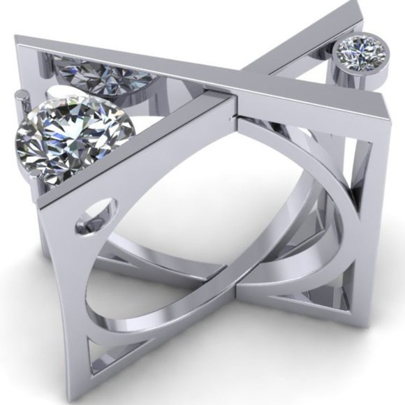 💥 Unique 925 Silver Plated X Overlapping Curious Ring, GPMB1427 - Picture 3 of 4